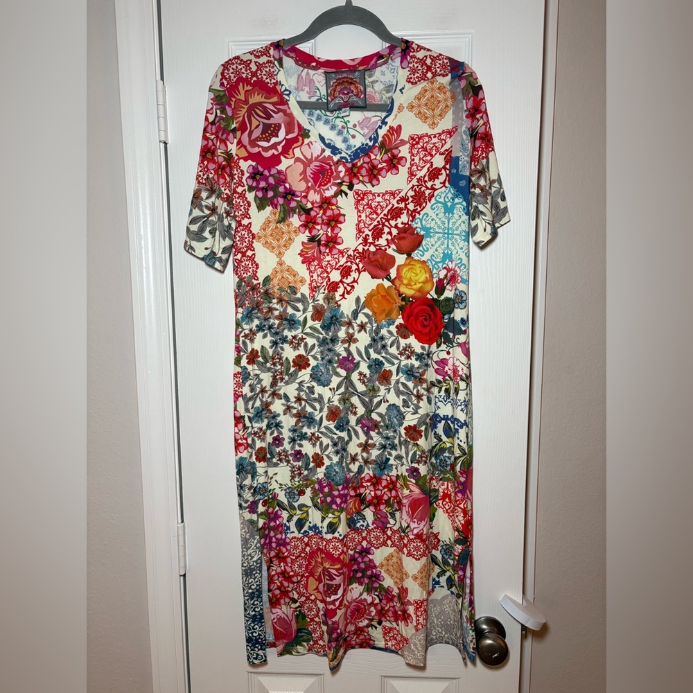 Johnny Was Tango Patchwork Midi‎ T-Shirt Dress | XS - Picture 3 of 9